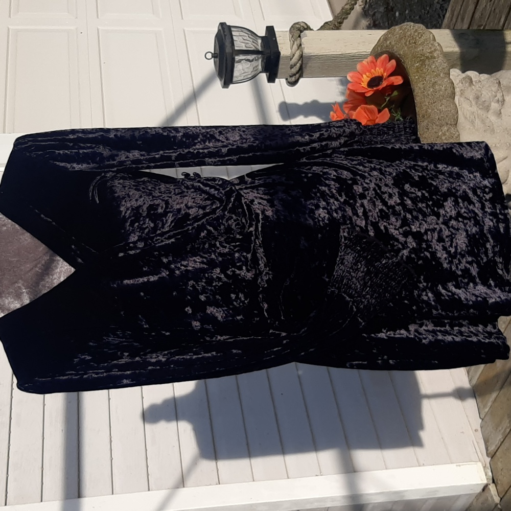 Forever 21🌌Midnight Blue/Black MINI Sheered CRUSHED Velvet Dress Size M